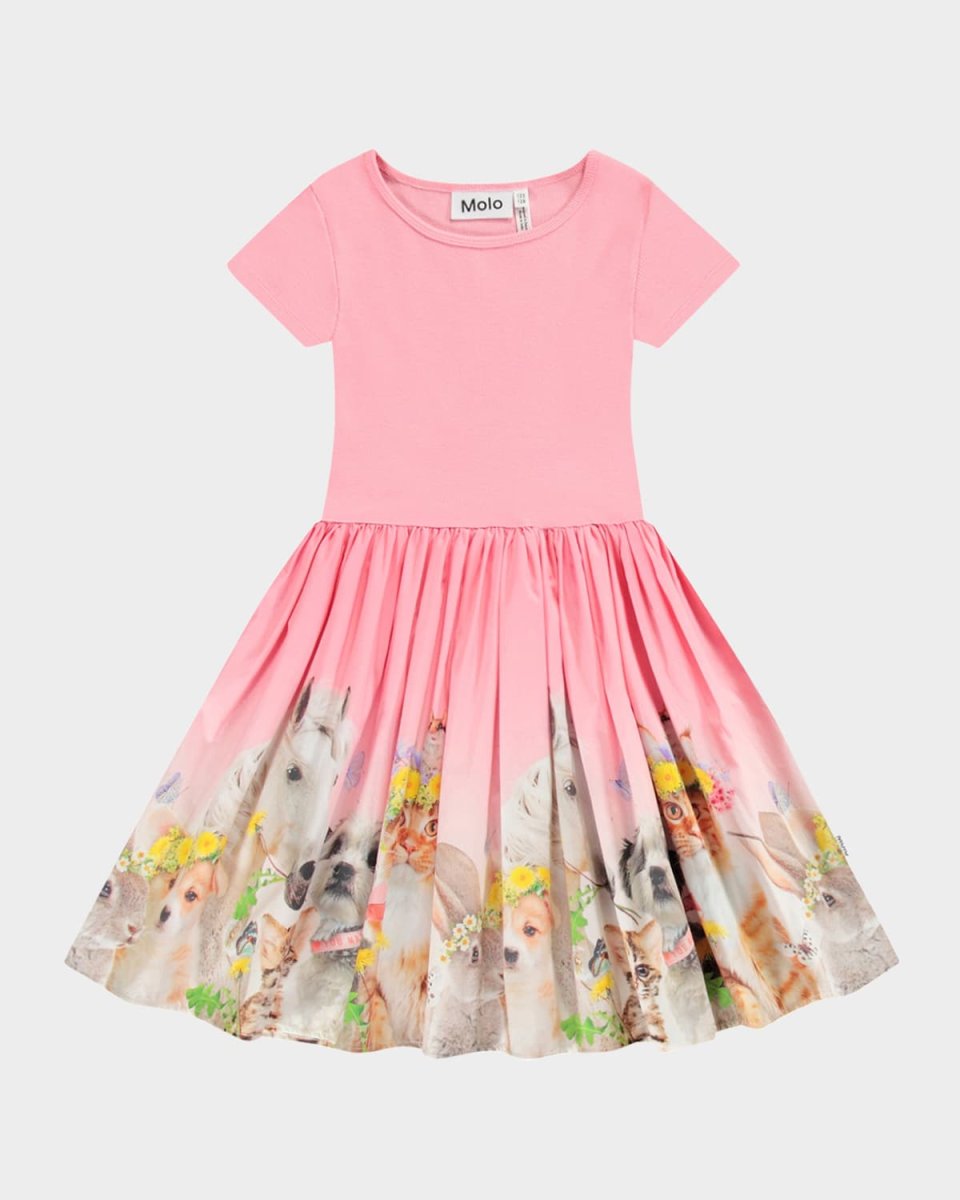 Girl's Cissa Animal-Print Como Dress, Size 7